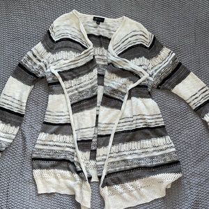 Black, grey and cream open cardigan